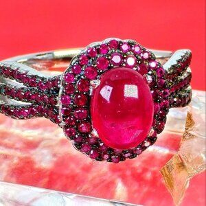 925 Sterling Silver Ring with Natural Ruby 8x6mm.